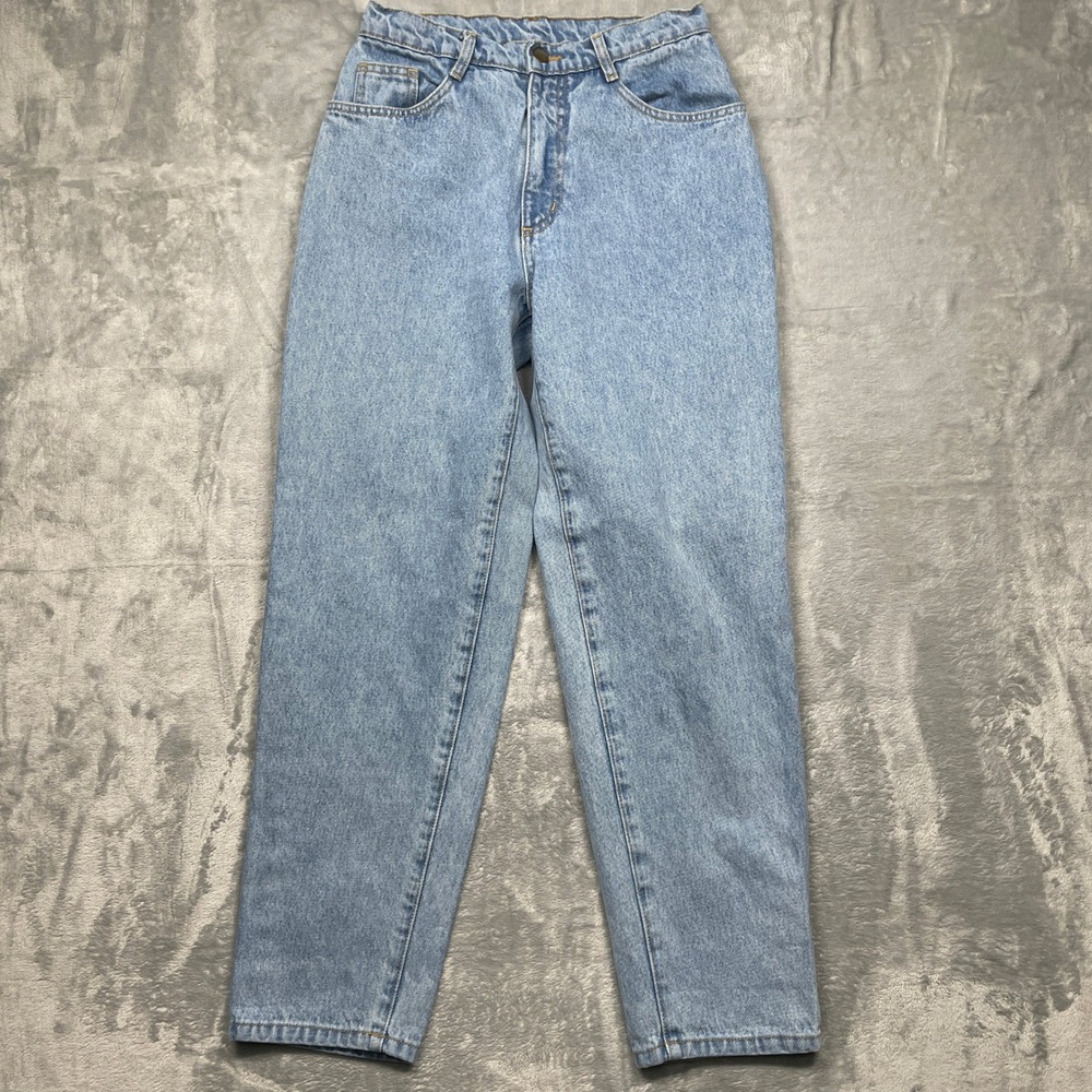 Los Angeles Apparel Mom Jeans Women 29 Petite Light Wash High Rise Blue Denim